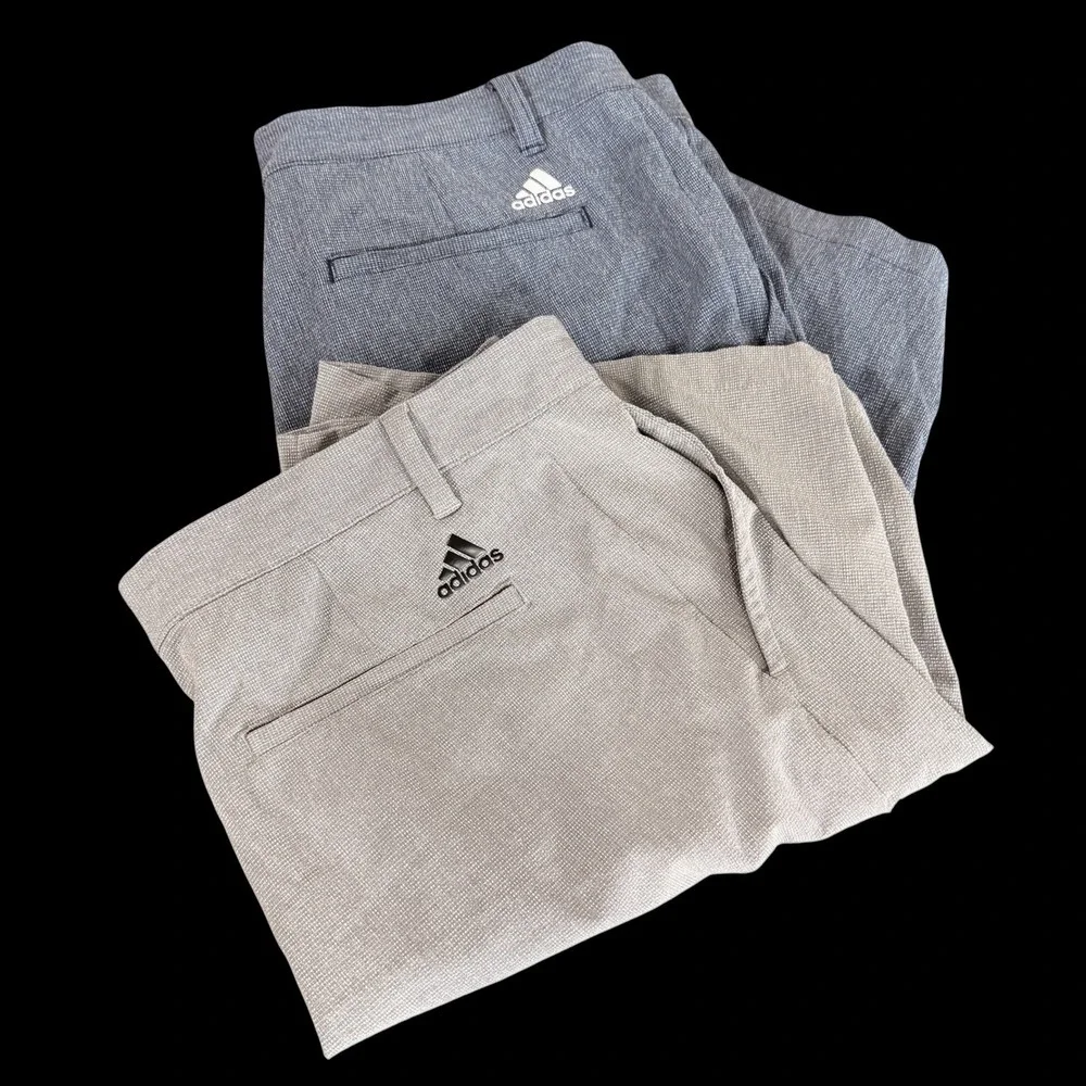 (Lot of 2) Adidas Golf Shorts Mens 34 Pre-Owned Grey/Blue Textured Performance